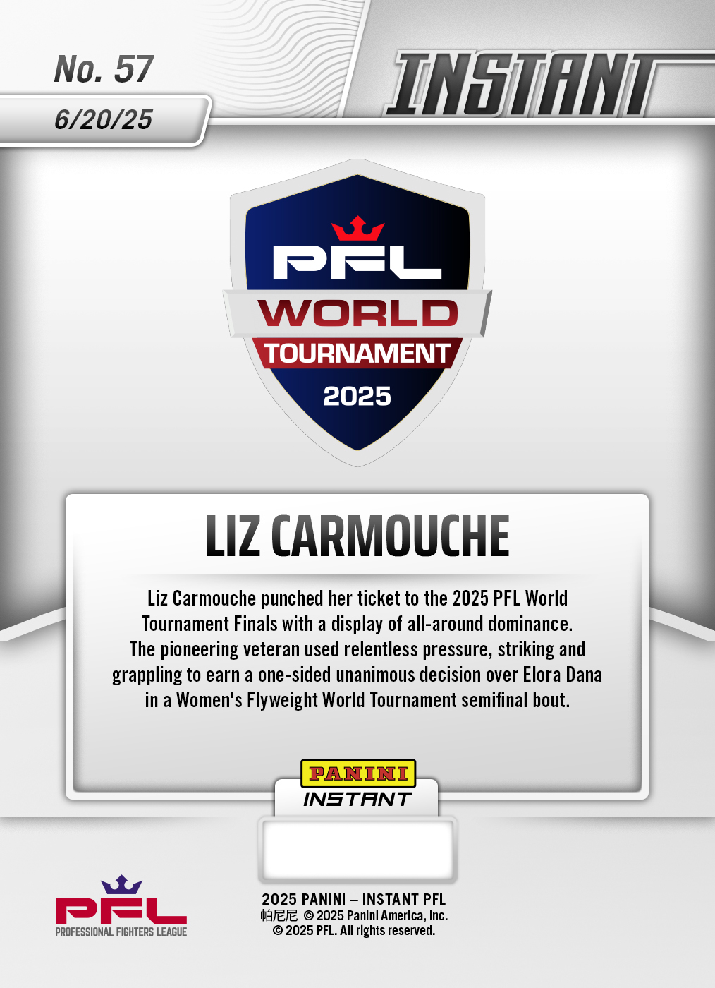 Liz Carmouche - 2025 Panini Instant PFL #57 - Magma 1/1 - Image 2