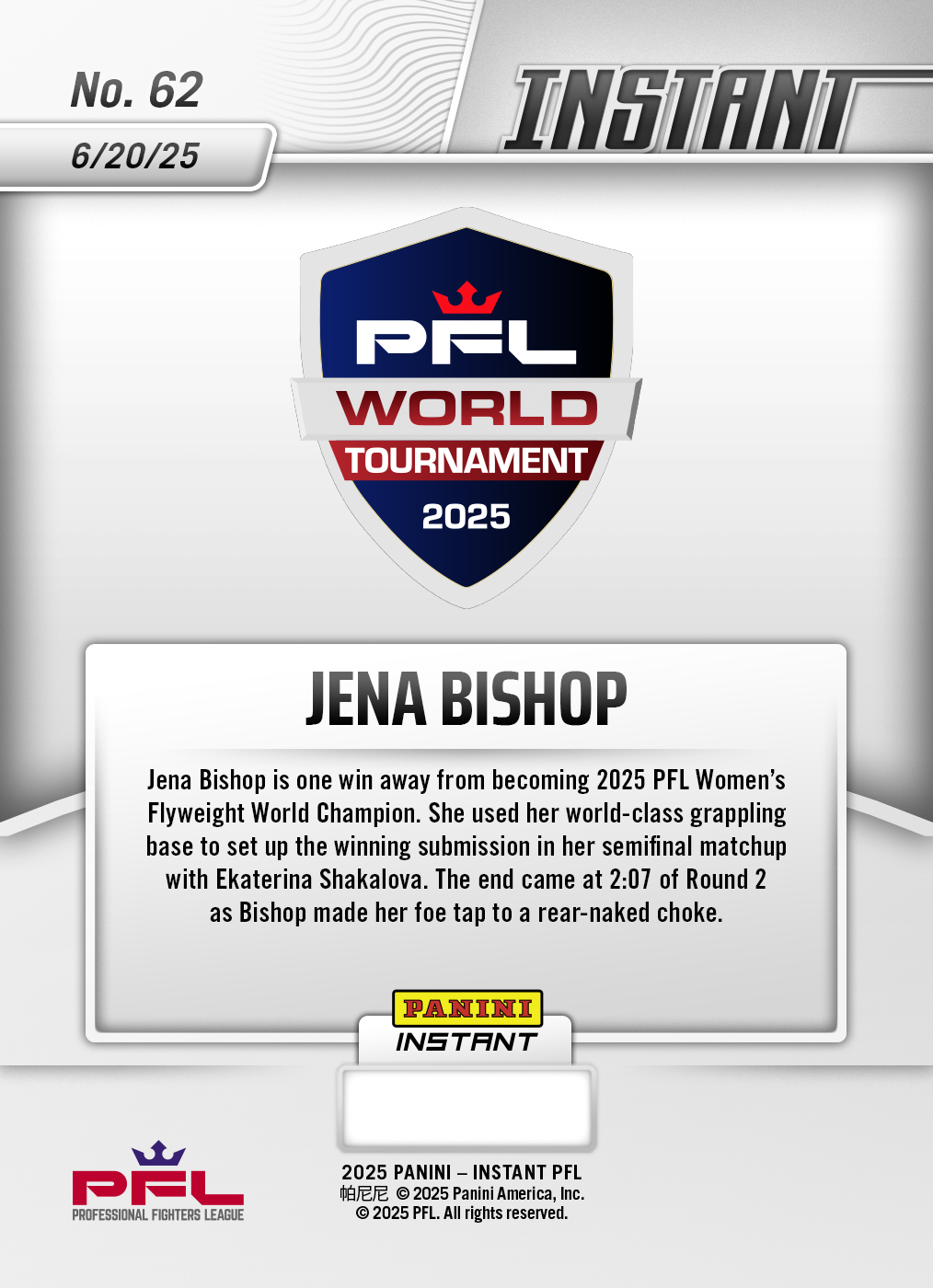 Jena Bishop - 2025 Panini Instant PFL #62 - Lightning /5 - Image 2