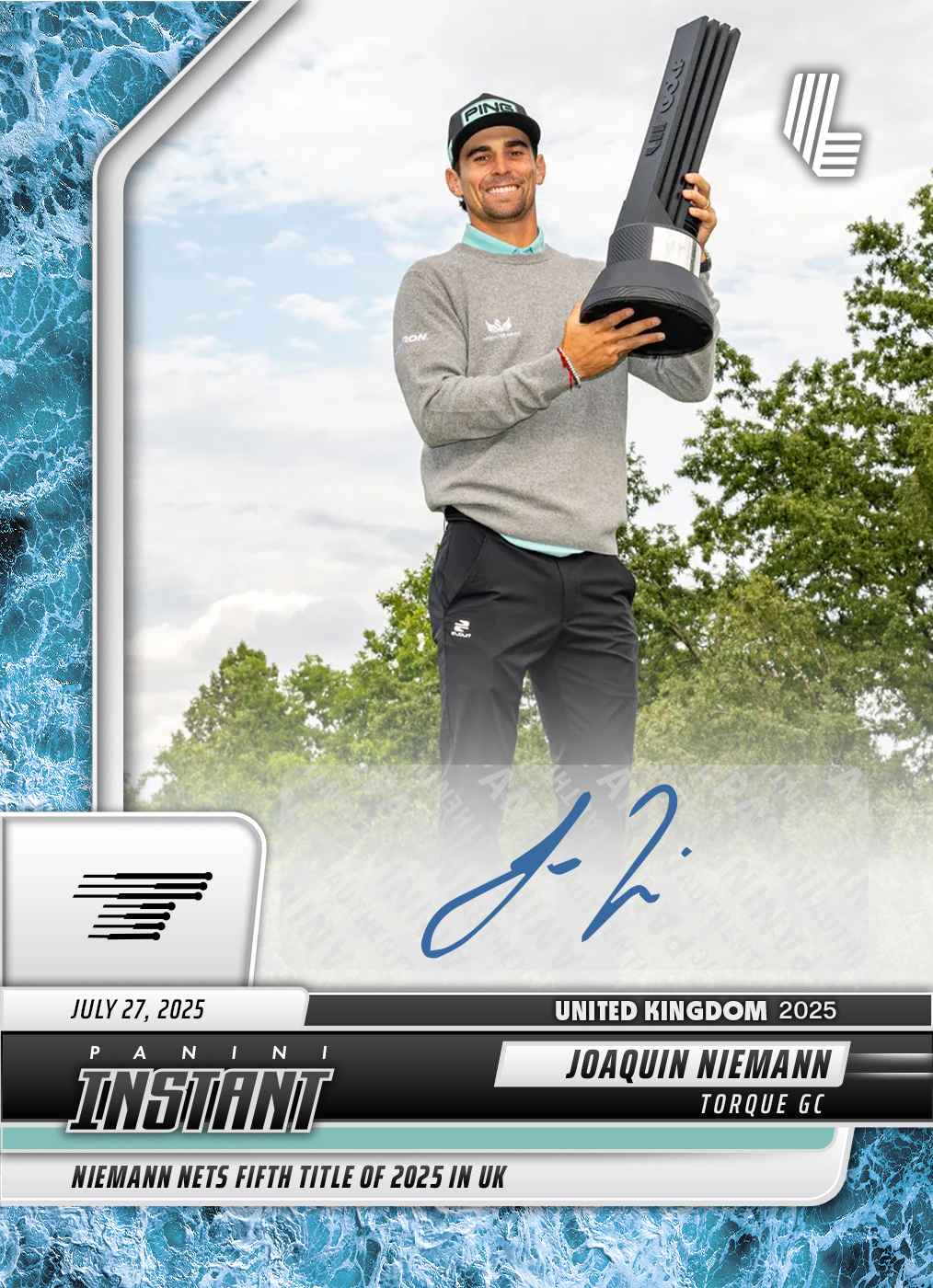 Joaquin Niemann - 2025 Panini Instant LIV Golf #103 - Water /10 Auto