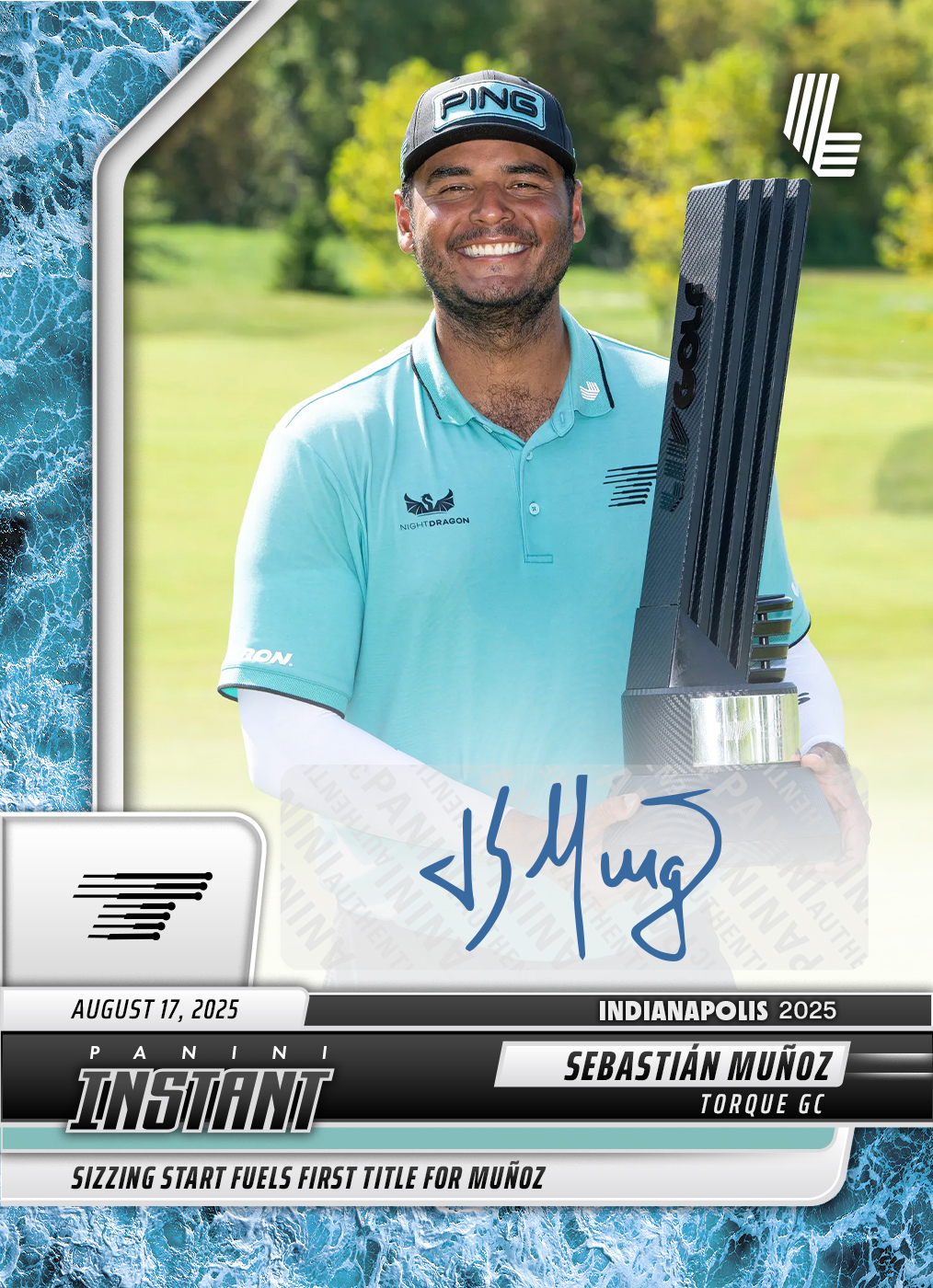 Sebastian Munoz - 2025 Panini Instant LIV Golf #107 - Water /10 Auto