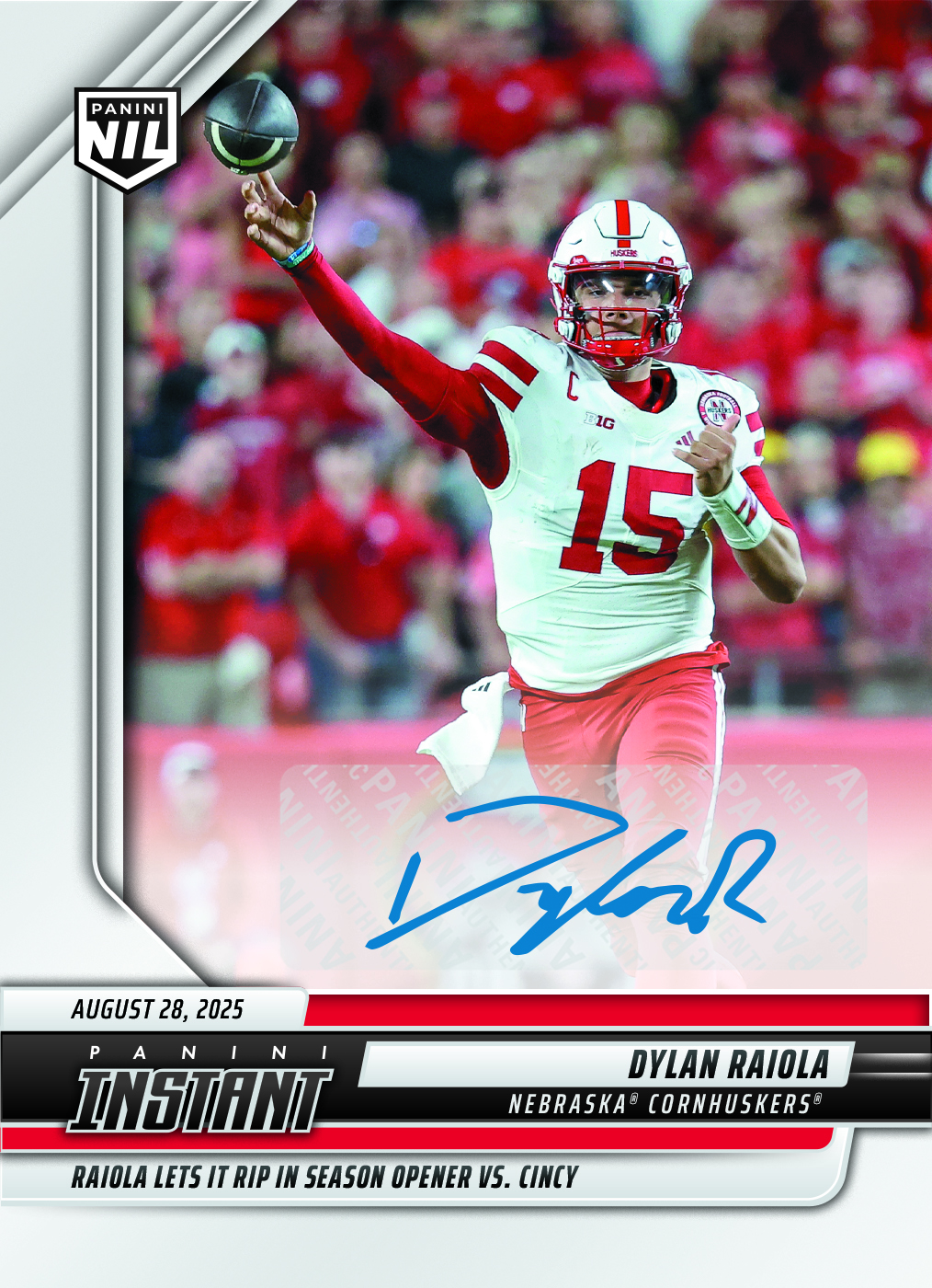 Dylan Raiola - 2025 Panini Instant NIL College Football #DRA - Base /99 Auto