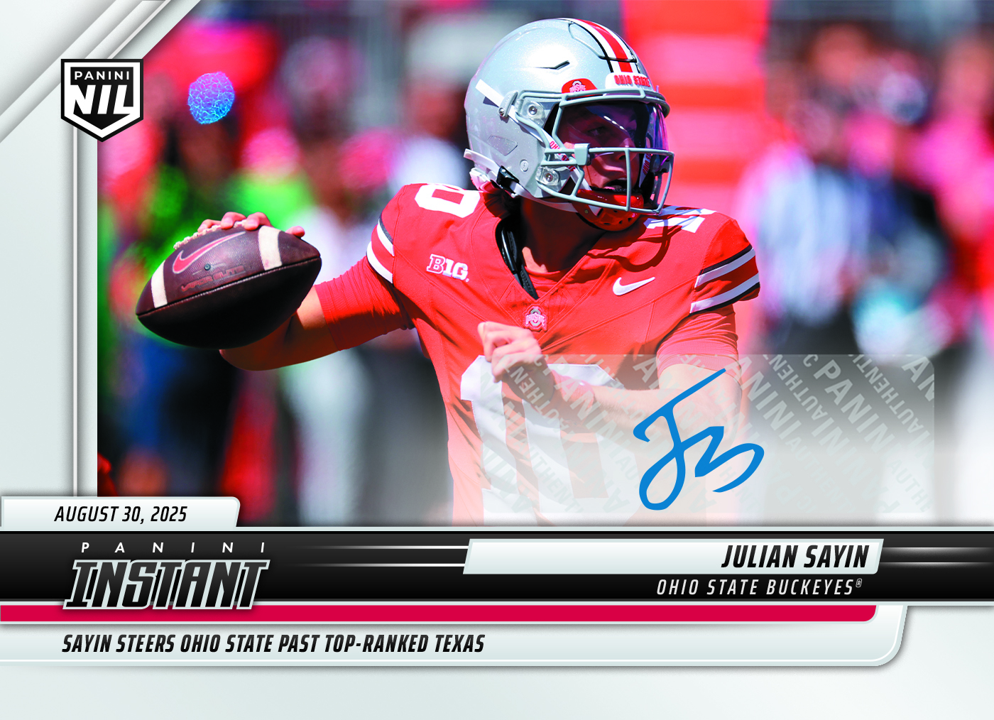 Julian Sayin - 2025 Panini Instant NIL College Football #JSB - Base /99 Auto