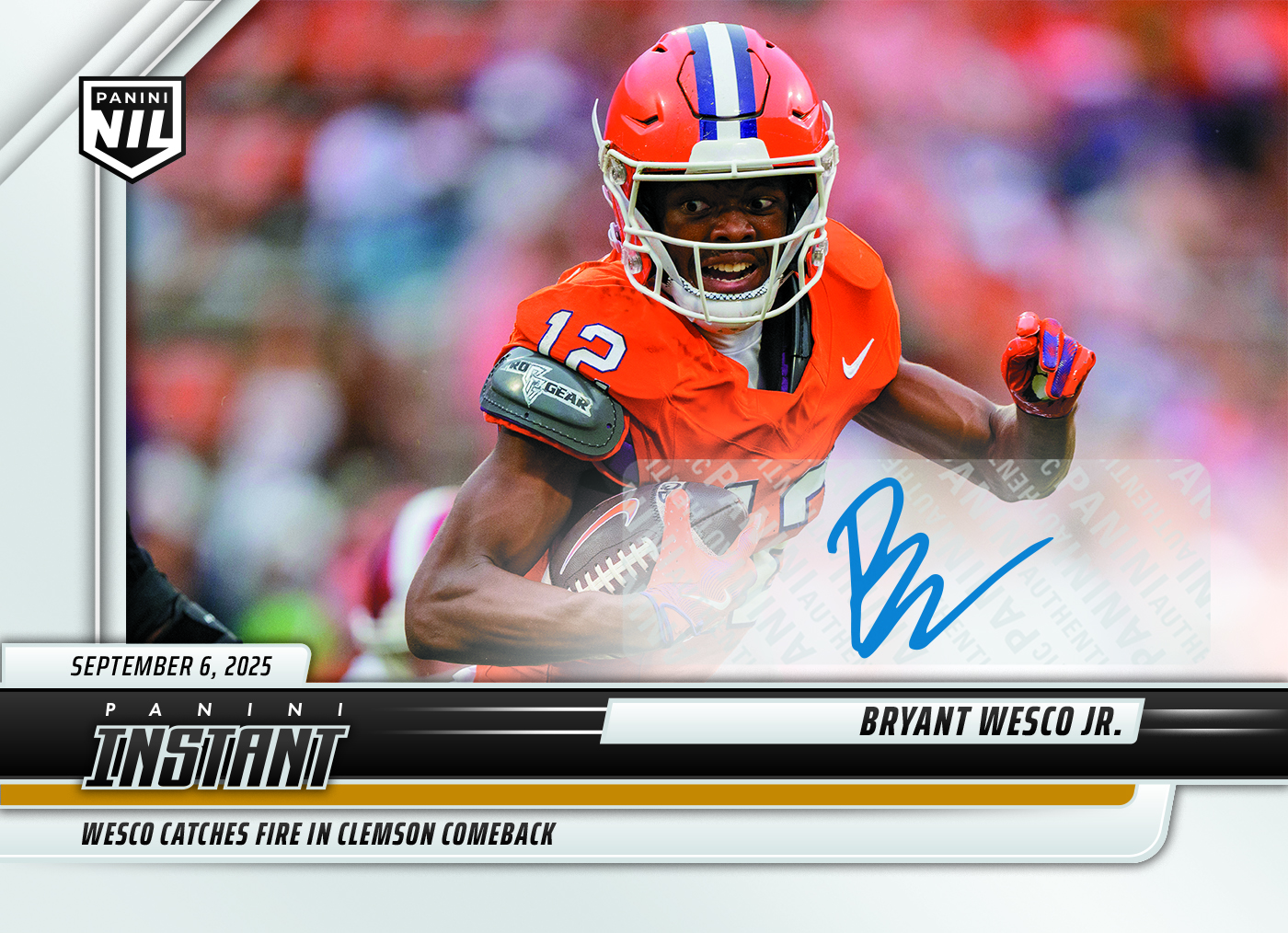 Bryant Wesco Jr. - 2025 Panini Instant NIL College Football #BWA - Base /99 Auto