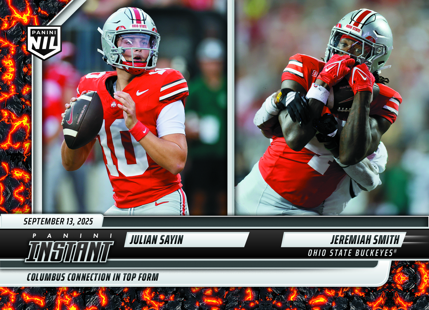 Julian Sayin/Jeremiah Smith - 2025 Panini Instant NIL College Football #JSJSA - Magma 1/1