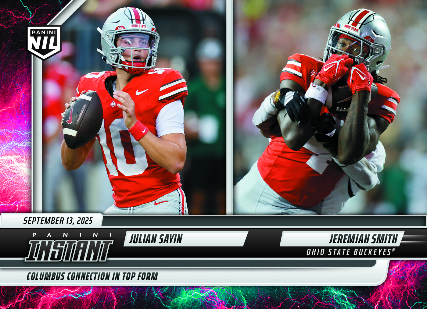 Julian Sayin/Jeremiah Smith - 2025 Panini Instant NIL College Football #JSJSA - Lightning /5