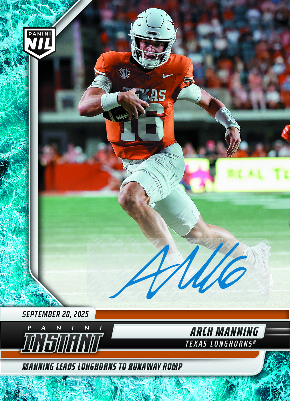 Arch Manning - 2025 Panini Instant NIL College Football #AMC - Water /10 Auto