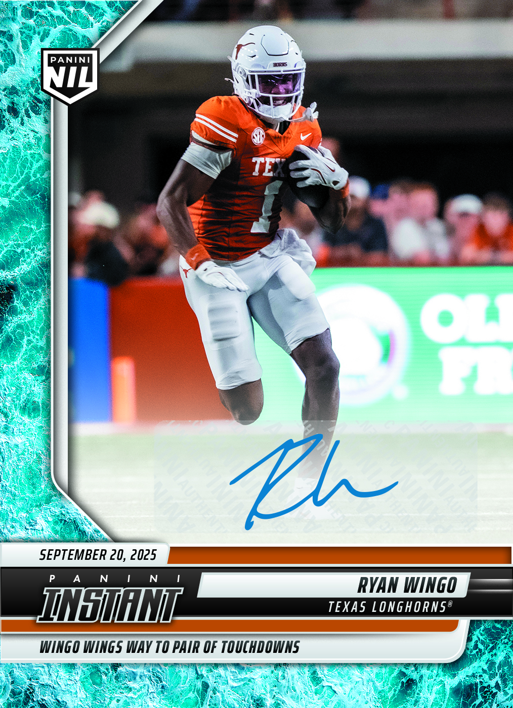 Ryan Wingo - 2025 Panini Instant NIL College Football #RWA - Water /10 Auto