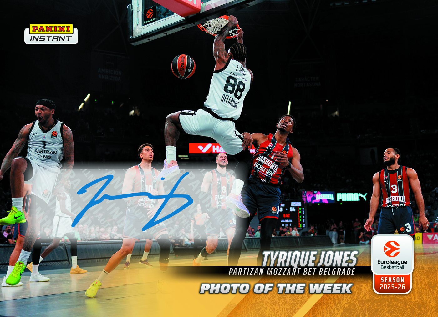 Tyrique Jones - 2025-26 Panini Instant EuroLeague Photo of the Week #3 - Gold /10 Auto