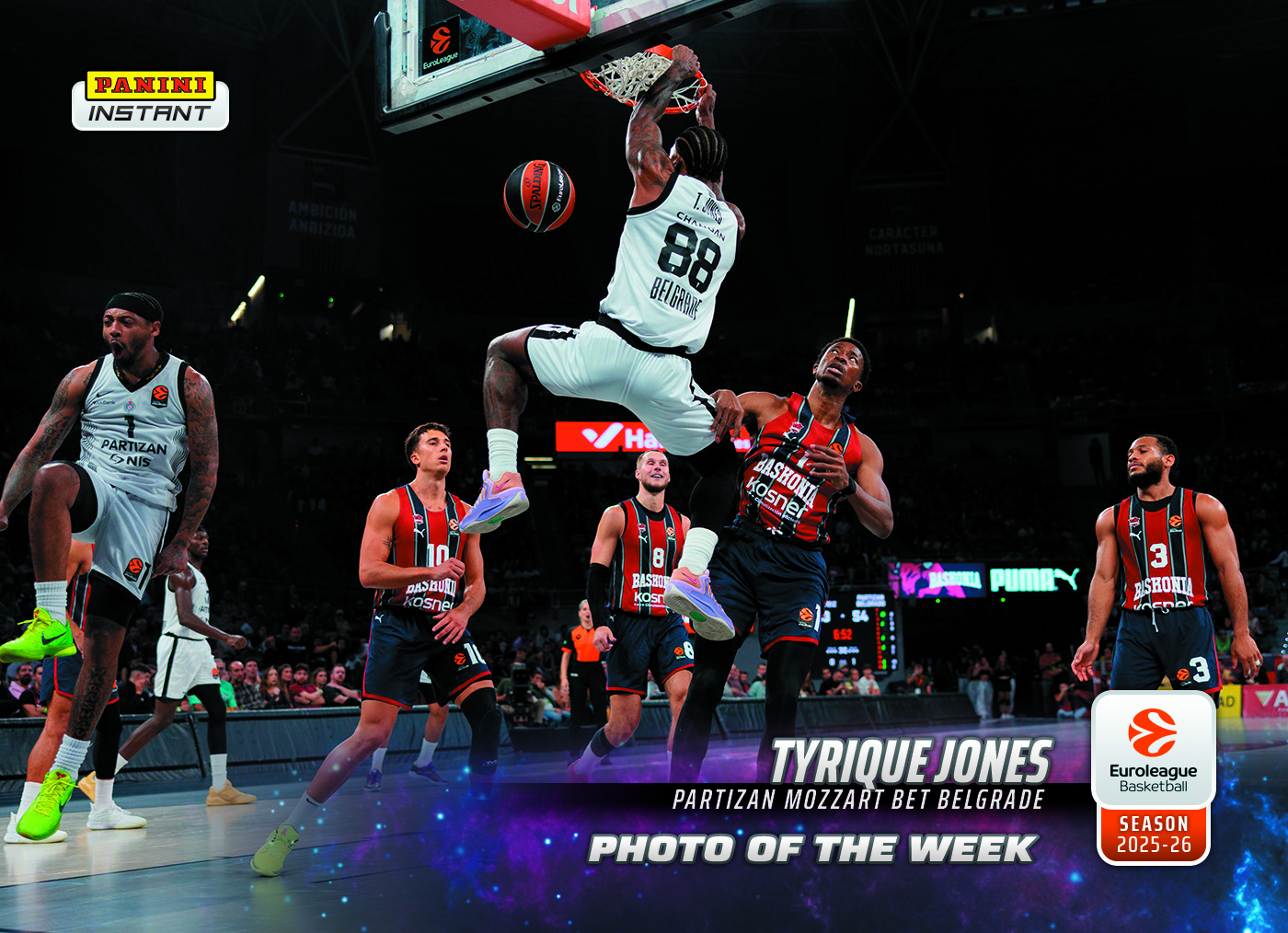Tyrique Jones - 2025-26 Panini Instant EuroLeague Photo of the Week #3 - Galaxy 1/1