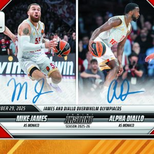 Mike James/Alpha Diallo - 2025-26 Panini Instant EuroLeague #12 - Gold /10 Auto