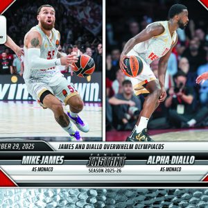 Mike James/Alpha Diallo - 2025-26 Panini Instant EuroLeague #12 - Metallic /5