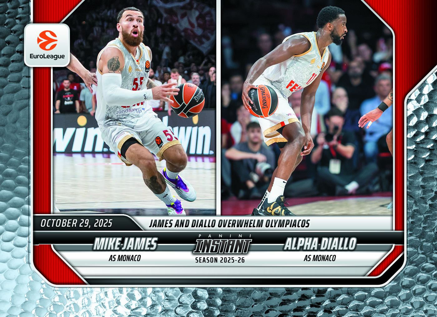 Mike James/Alpha Diallo - 2025-26 Panini Instant EuroLeague #12 - Metallic /5