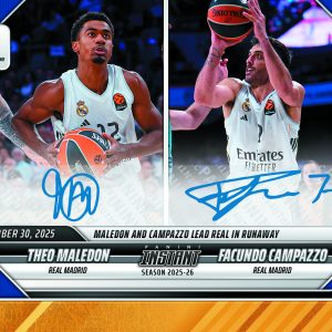 Theo Maledon/Facundo Campazzo - 2025-26 Panini Instant EuroLeague #13 - Gold /10 Auto