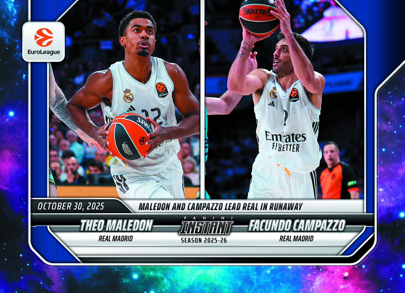 Theo Maledon/Facundo Campazzo - 2025-26 Panini Instant EuroLeague #13 - Galaxy 1/1