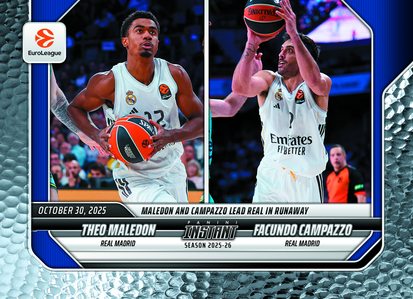 Theo Maledon/Facundo Campazzo - 2025-26 Panini Instant EuroLeague #13 - Metallic /5