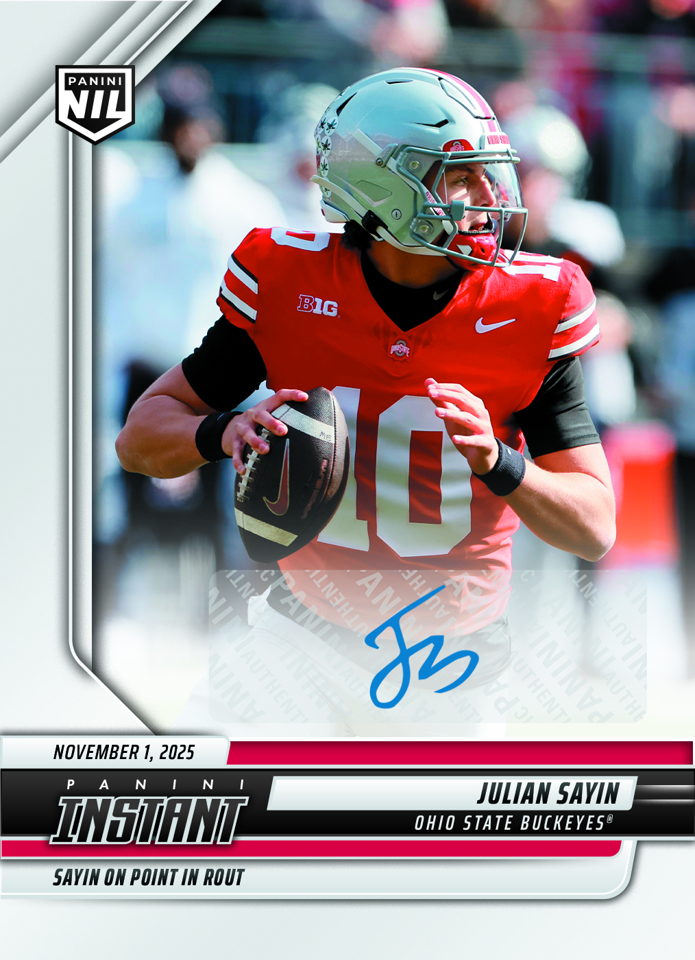 Julian Sayin - 2025 Panini Instant NIL College Football #JSF - Base /99 Auto