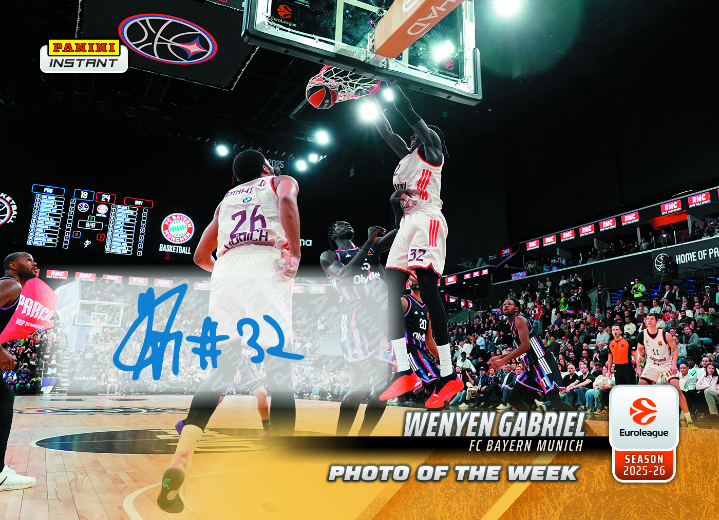 Wenyen Gabriel - 2025-26 Panini Instant EuroLeague Photo of the Week #6 - Gold /10 Auto