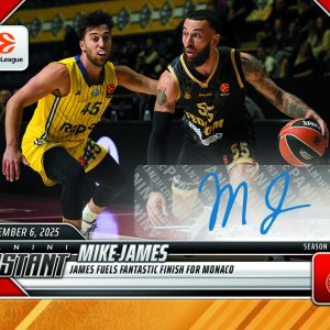 Mike James - 2025-26 Panini Instant EuroLeague #15 - Gold /10 Auto