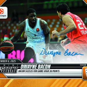 Dwayne Bacon - 2025-26 Panini Instant EuroLeague #17 - Gold /10 Auto