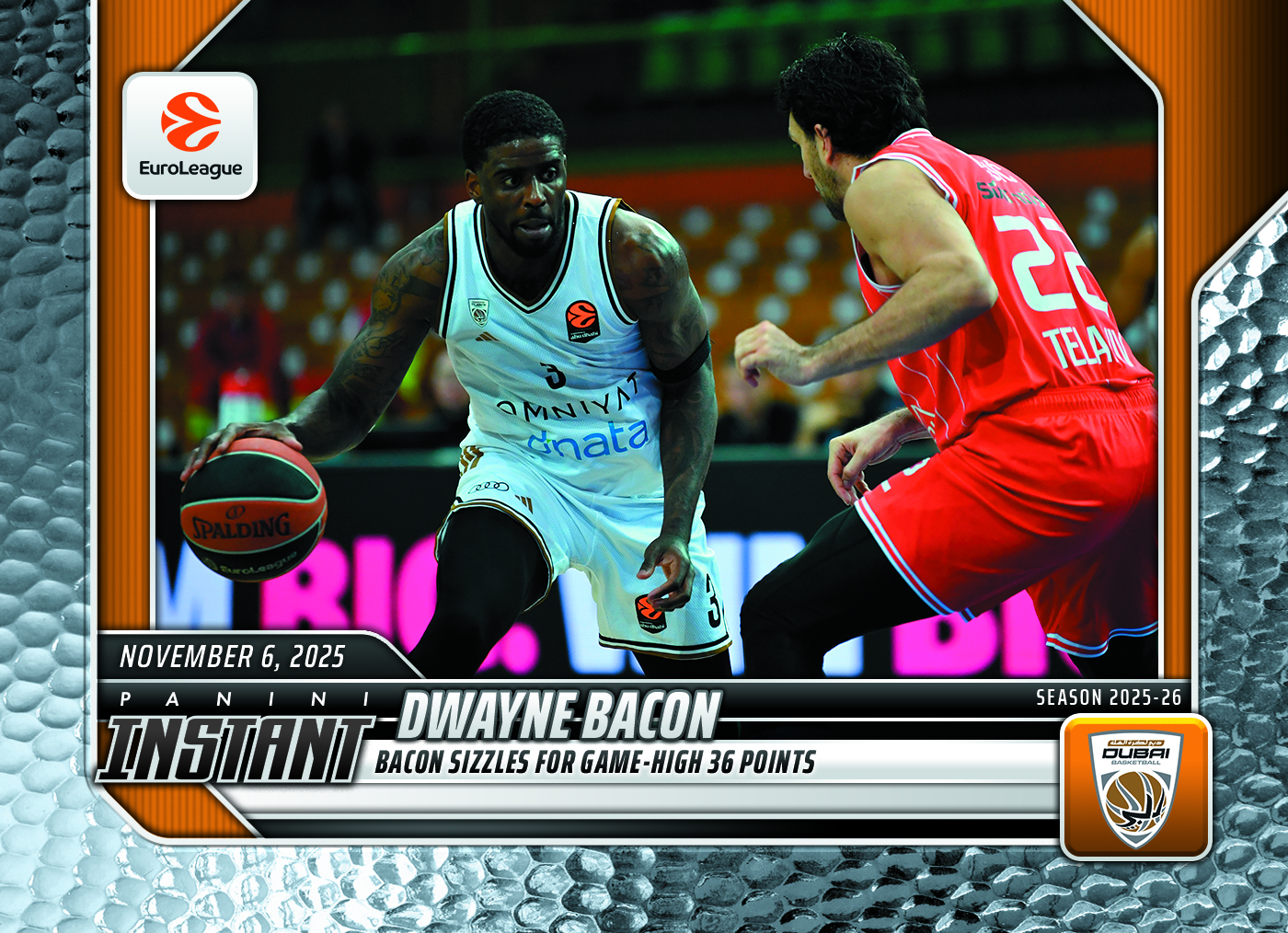 Dwayne Bacon - 2025-26 Panini Instant EuroLeague #17 - Metallic /5