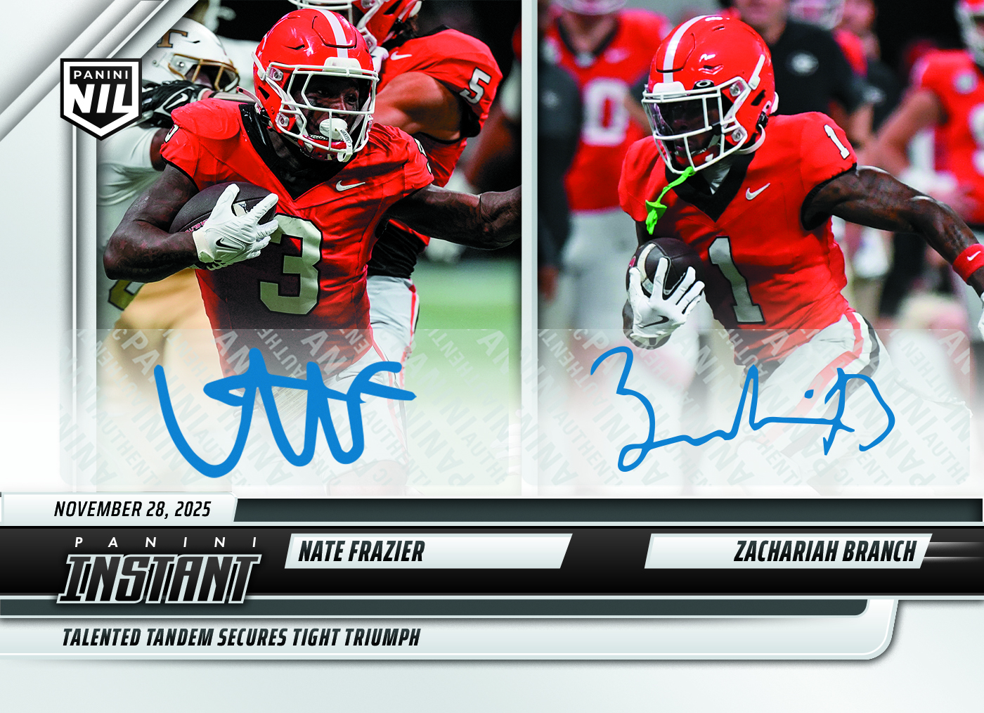 Nate Frazier/Zachariah Branch - 2025 Panini Instant NIL College Football #NFZBA - Base /99 Auto