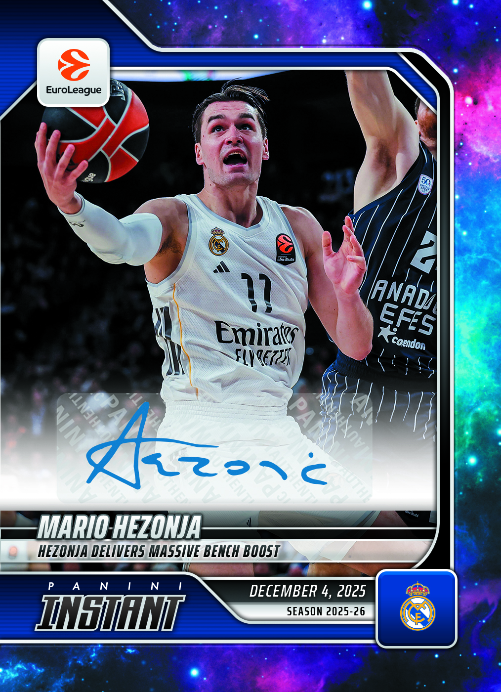 Mario Hezonja - 2025-26 Panini Instant EuroLeague #25 - Galaxy 1/1 Auto