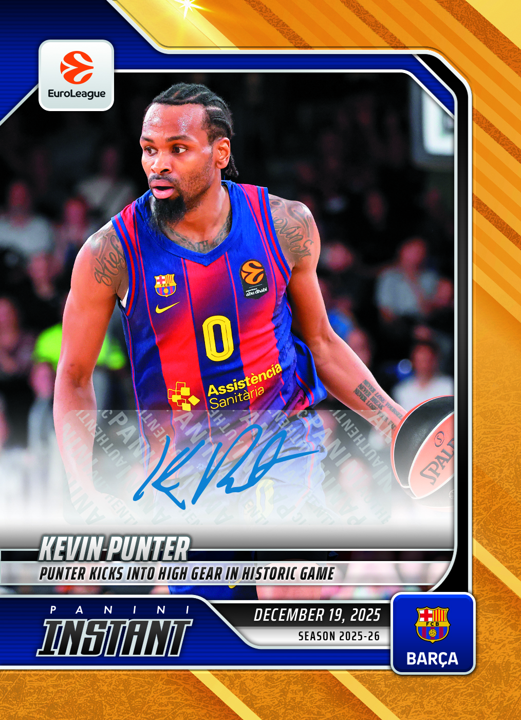 Kevin Punter - 2025-26 Panini Instant EuroLeague #26 - Gold /10 Auto