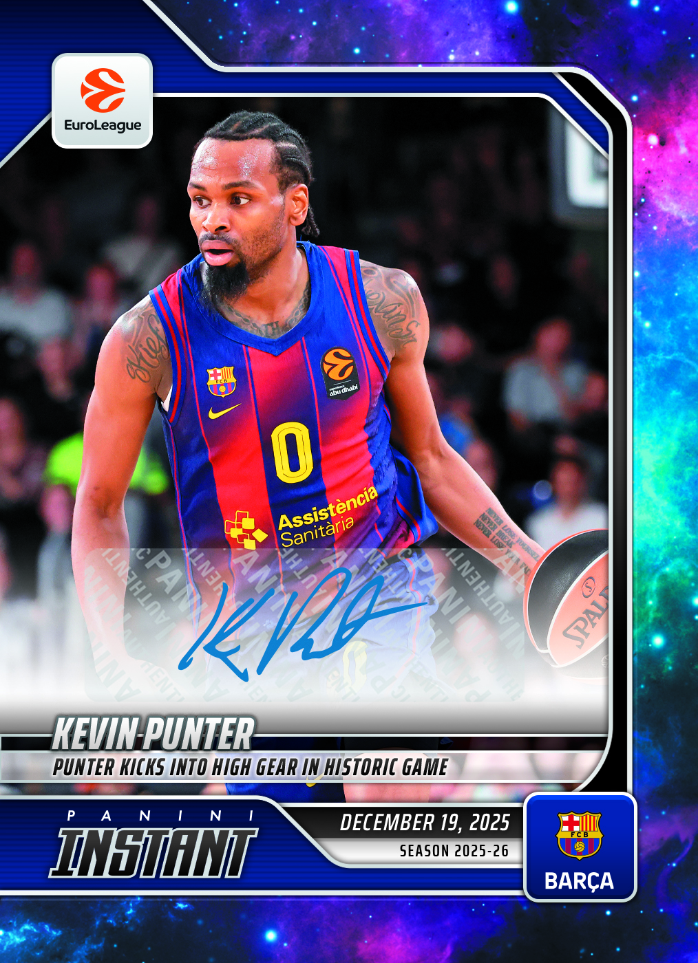Kevin Punter - 2025-26 Panini Instant EuroLeague #26 - Galaxy 1/1 Auto