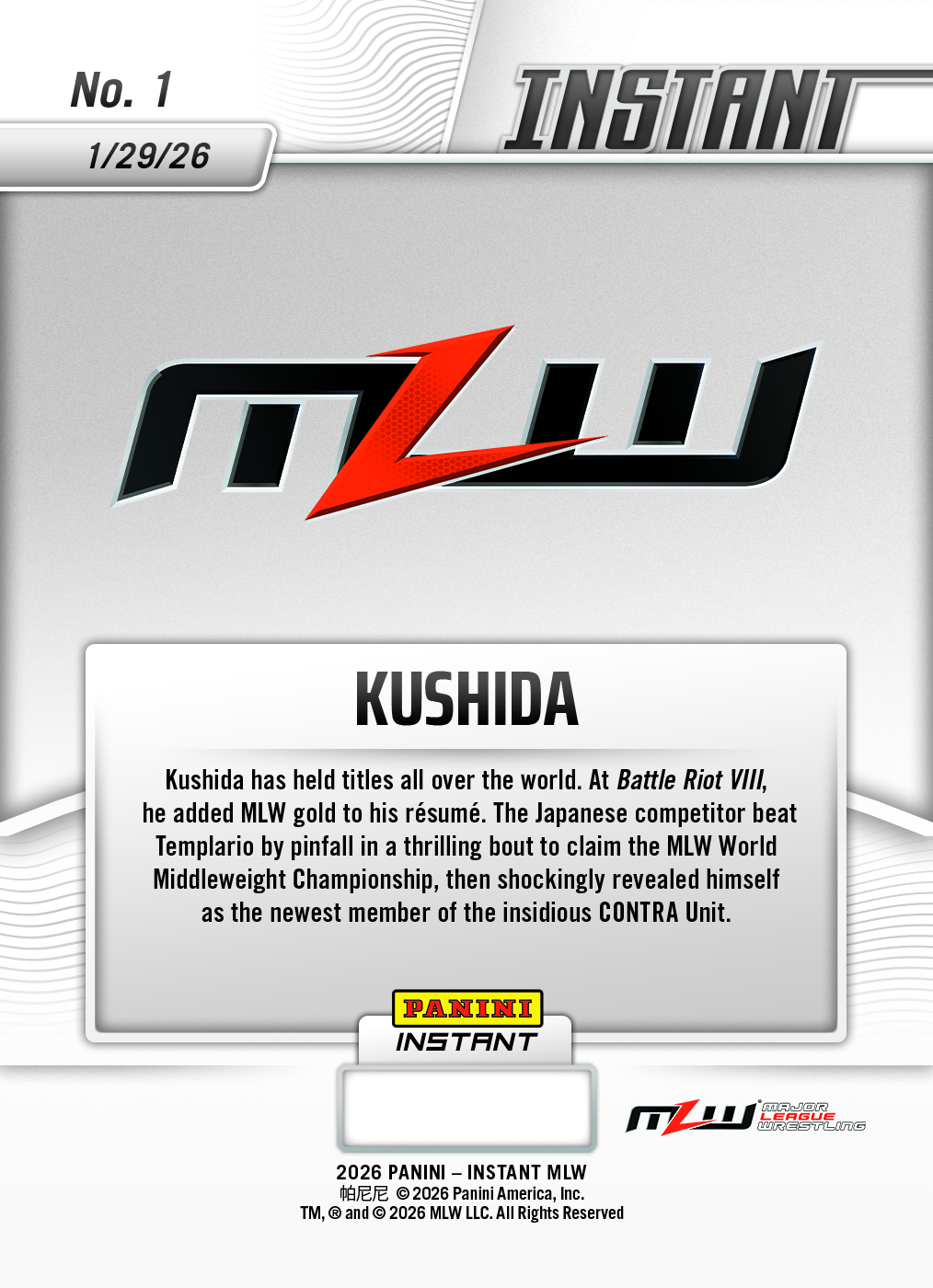 Kushida - 2026 Panini Instant MLW #1 - Metallic /5 - Image 2