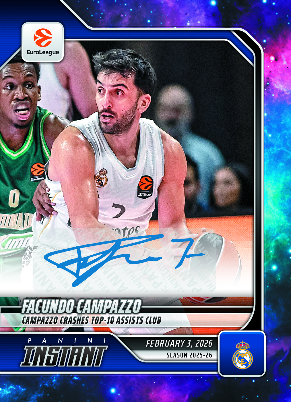 Facundo Campazzo - 2025-26 Panini Instant EuroLeague #35 - Galaxy 1/1 Auto