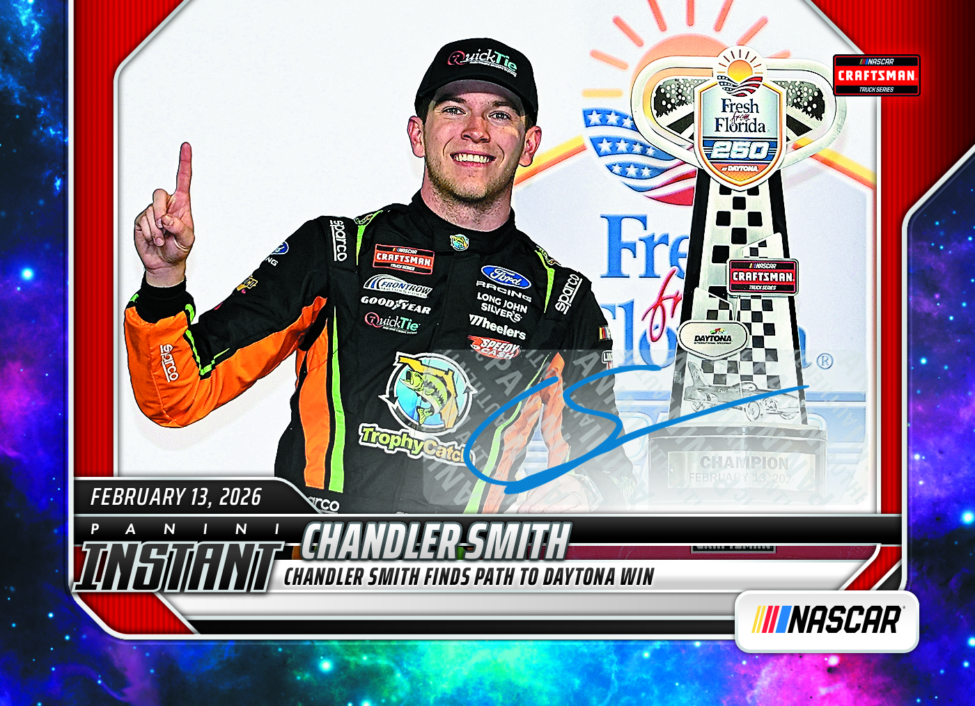 Chandler Smith - 2026 Panini Instant NASCAR #3 - Galaxy 1/1 Auto
