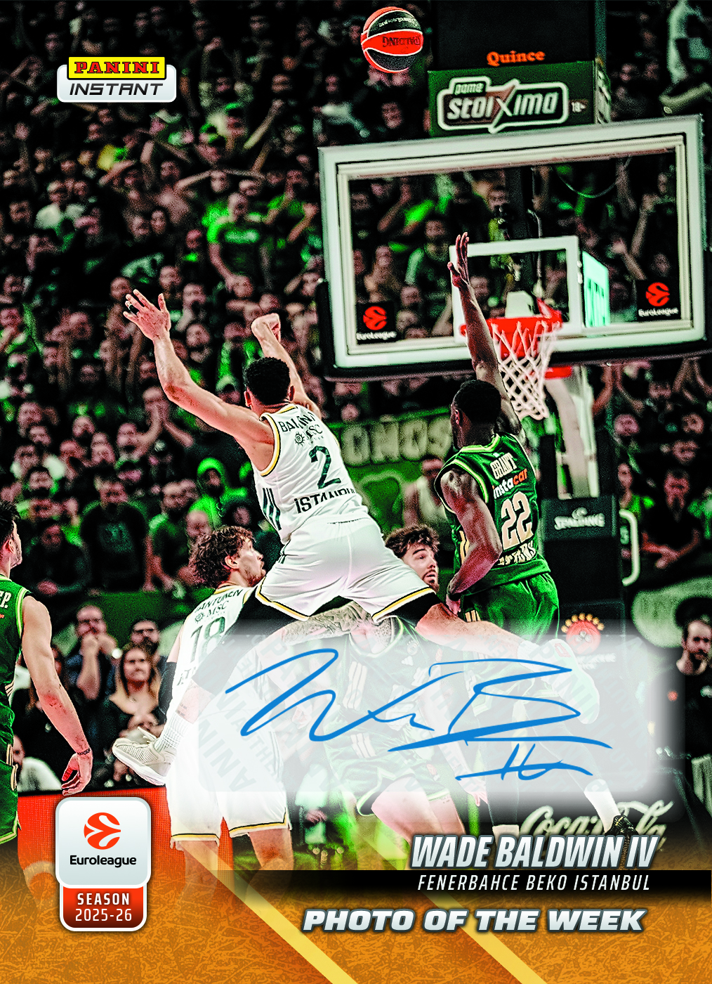 Wade Baldwin IV - 2025-26 Panini Instant EuroLeague Photo of the Week #21 - Gold /10 Auto