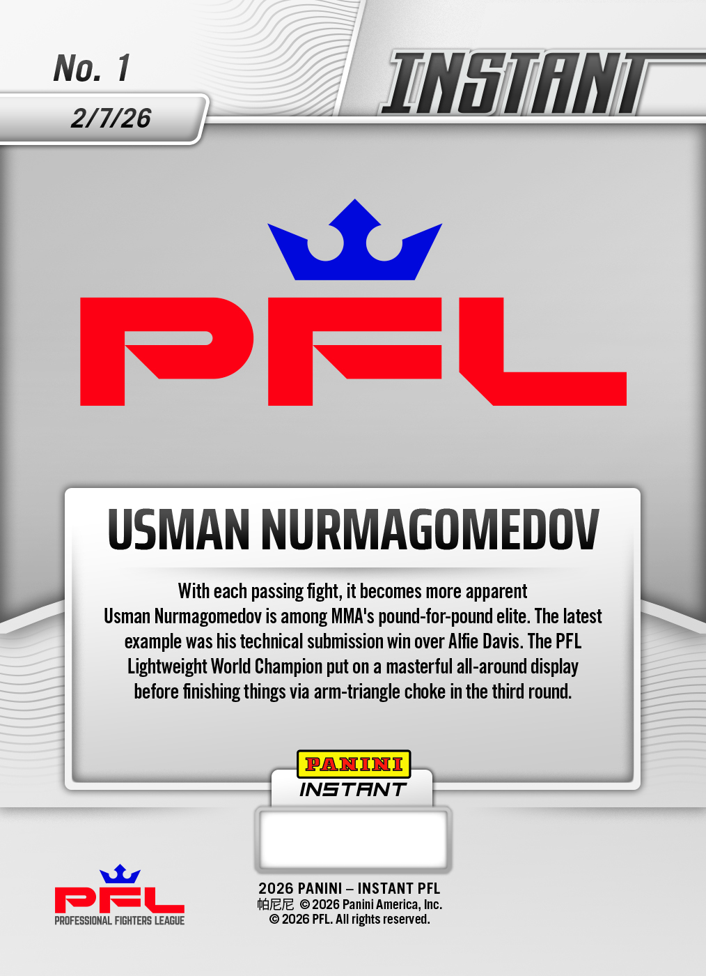 Usman Nurmagomedov - 2026 Panini Instant PFL #1 - Metallic /5 - Image 2