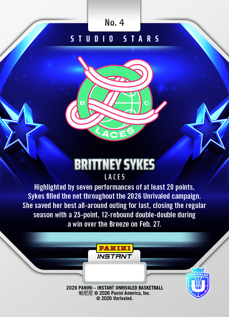 Brittney Sykes - 2026 Panini Instant Unrivaled Studio Stars #4 - Metallic /5 - Image 2