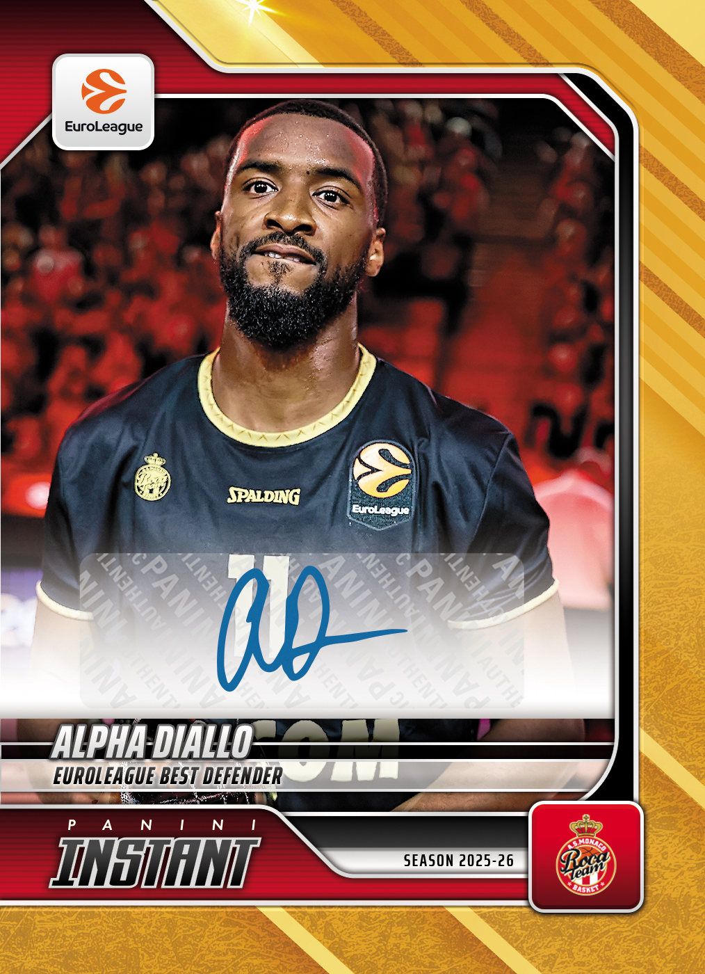 Alpha Diallo - 2025-26 Panini Instant EuroLeague #52 - Gold /10 Auto