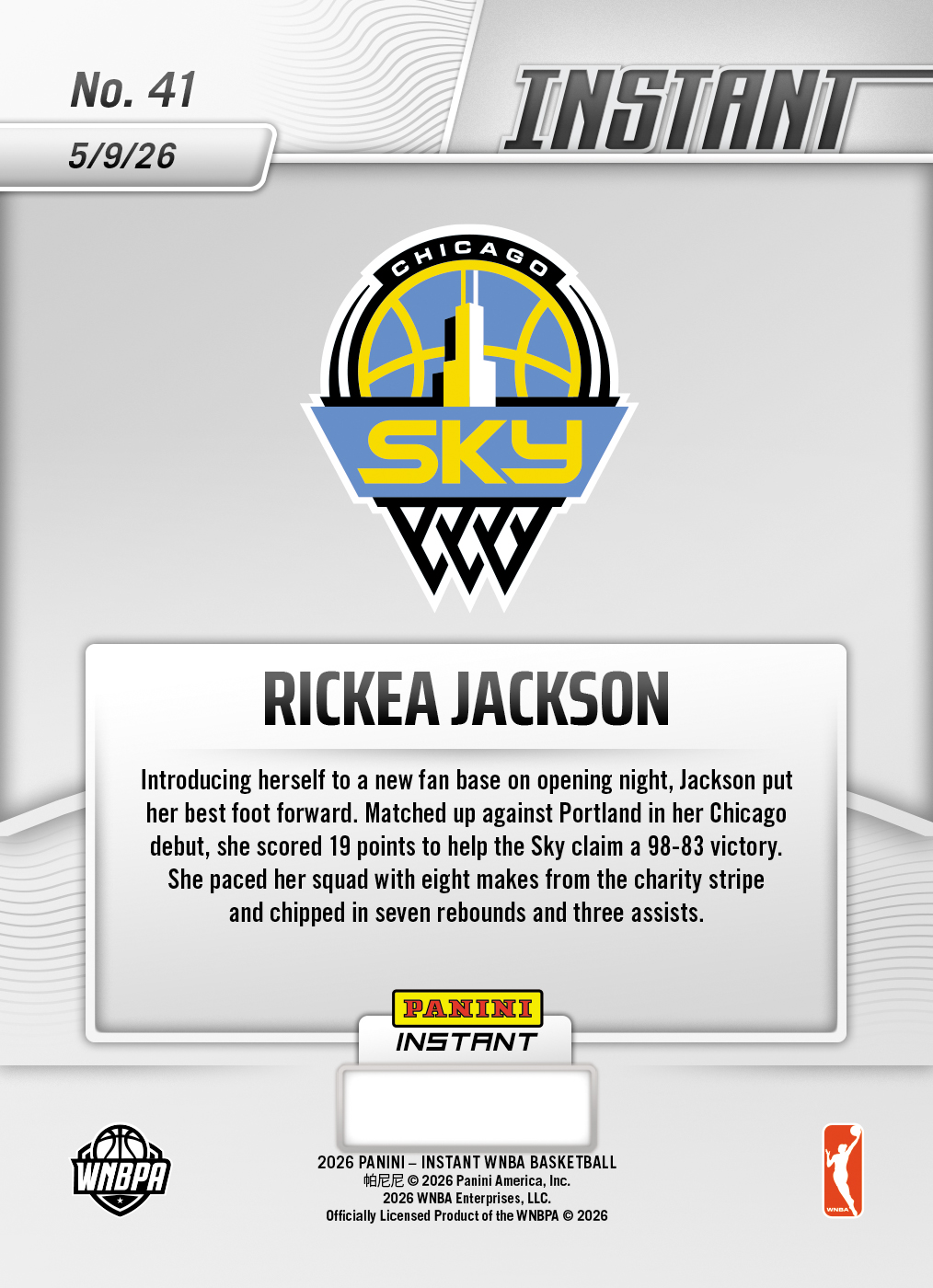 Rickea Jackson - 2026 Panini Instant WNBA #41 - Metallic /5 - Image 2