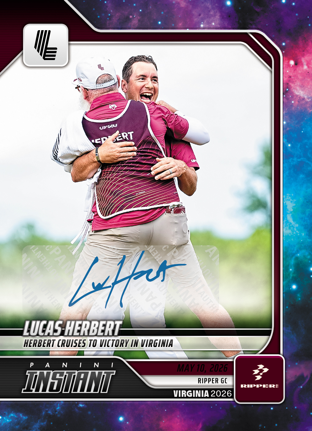 Lucas Herbert - 2026 Panini Instant LIV Golf #14 - Galaxy 1/1 Auto