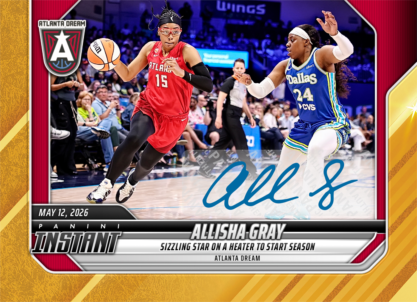 Allisha Gray - 2026 Panini Instant WNBA #47 - Gold /10 Auto