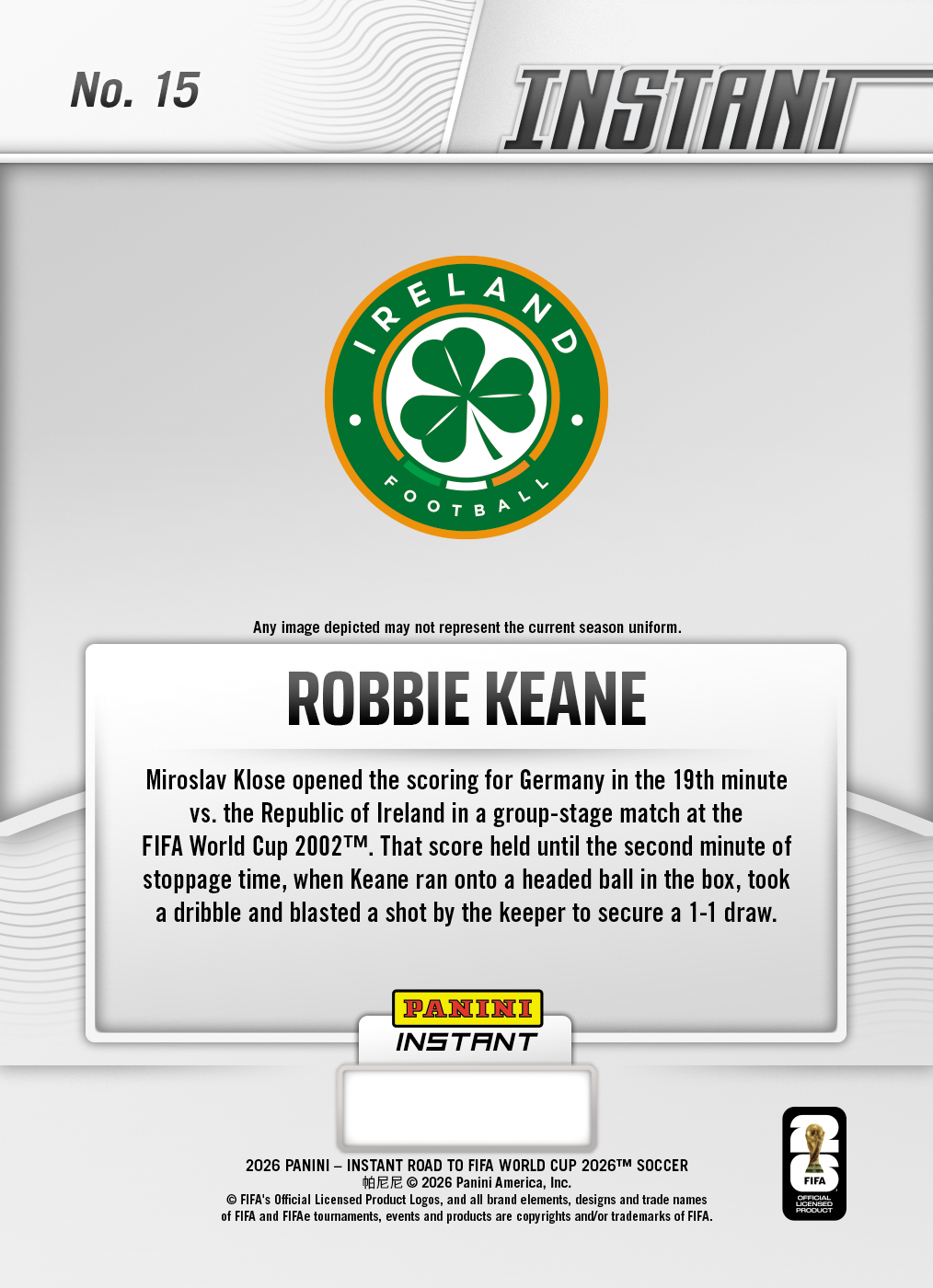 Robbie Keane - 2026 Panini Instant Road to FIFA World Cup 2026™ #15 - Green /10 Auto - Image 2