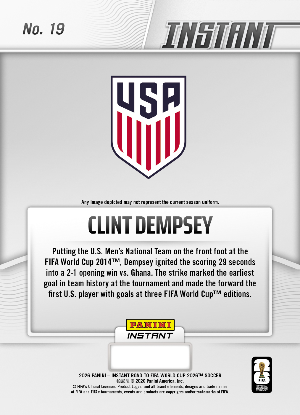 Clint Dempsey - 2026 Panini Instant Road to FIFA World Cup 2026™ #19 - Green /10 Auto - Image 2