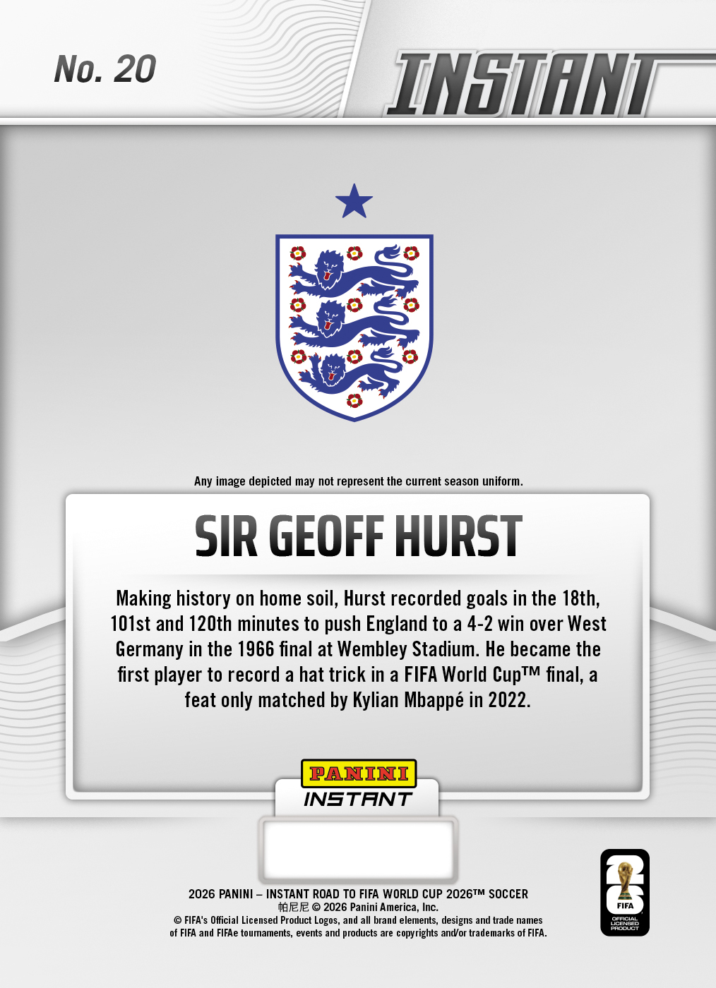 Sir Geoff Hurst - 2026 Panini Instant Road to FIFA World Cup 2026™ #20 - Red /5 - Image 2