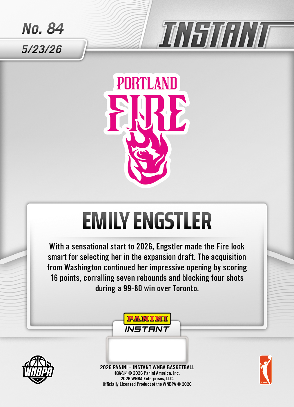 Emily Engstler - 2026 Panini Instant WNBA #84 - 30th Anniversary /30 - Image 2