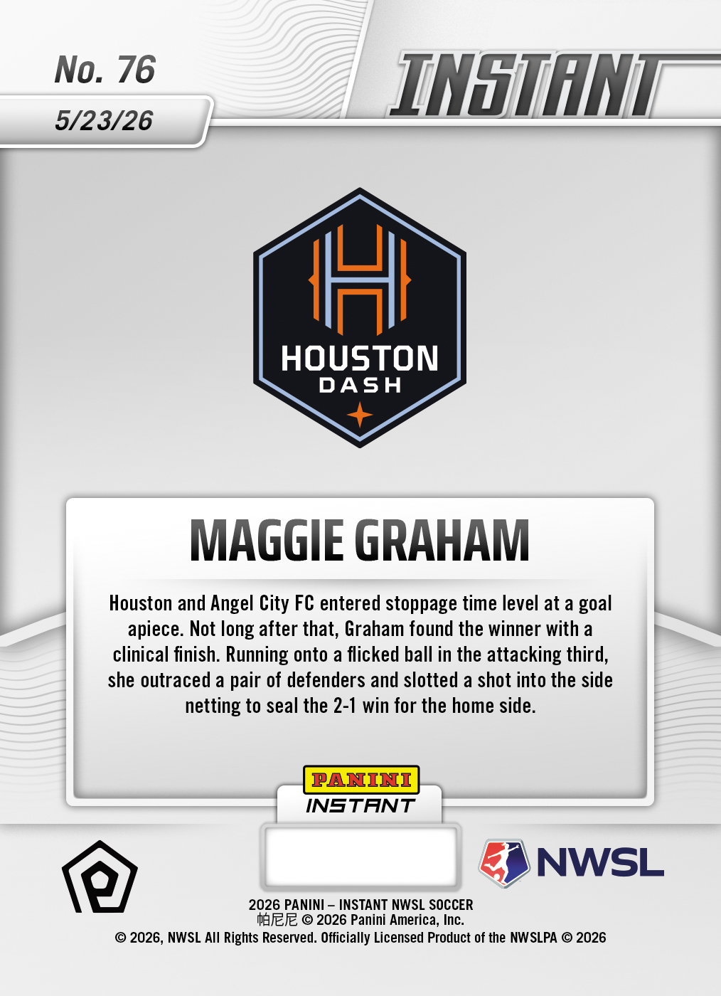 Maggie Graham - 2026 Panini Instant NWSL #76 - Base - Image 2