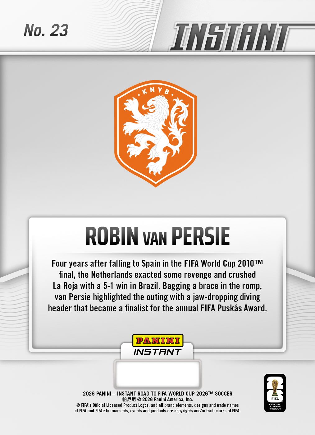 Robin van Persie - 2026 Panini Instant Road to FIFA World Cup 2026™ #23 - Red /5 - Image 2