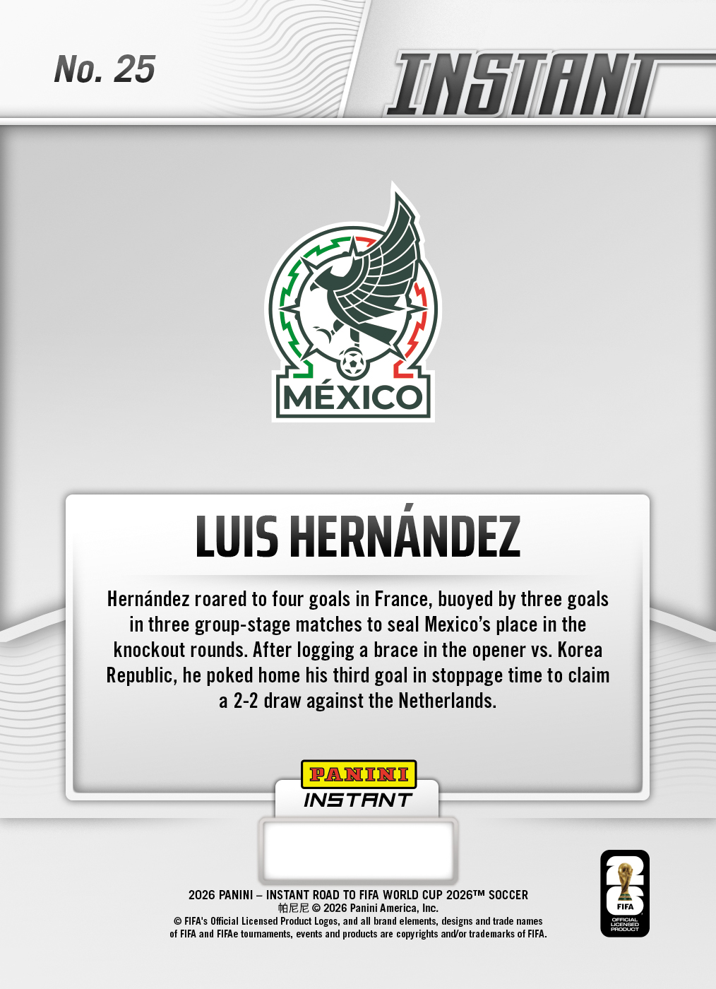 Luis Hernandez - 2026 Panini Instant Road to FIFA World Cup 2026™ #25 - Red /5 - Image 2