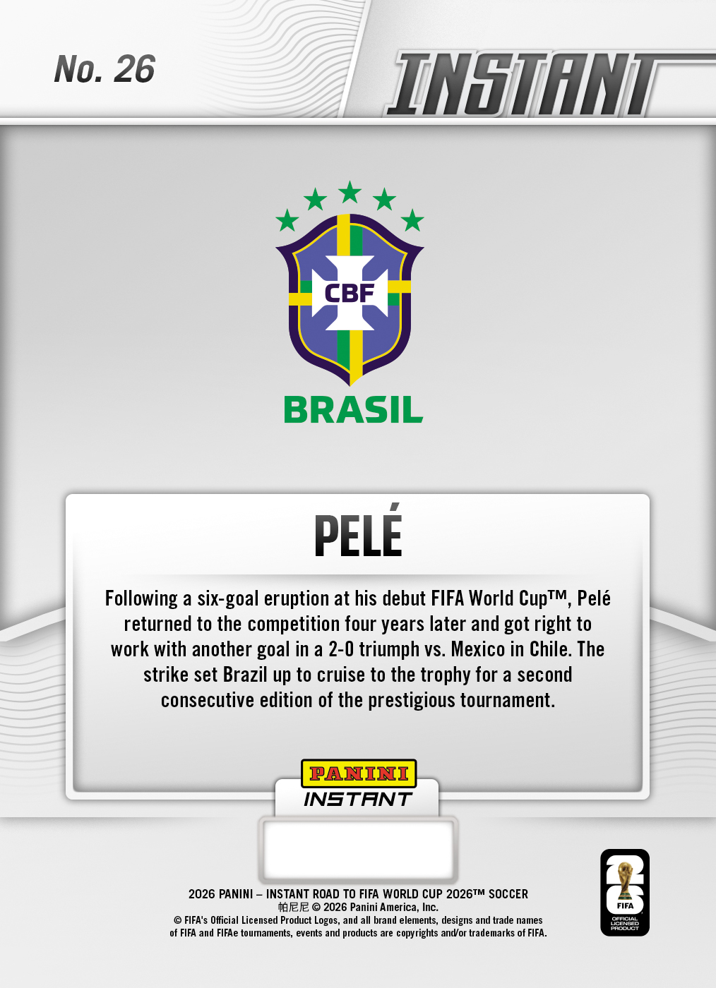 Pele - 2026 Panini Instant Road to FIFA World Cup 2026™ #26 - Red /5 - Image 2