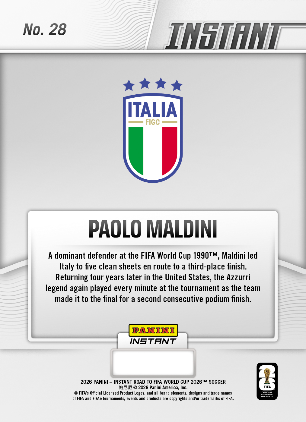 Paolo Maldini - 2026 Panini Instant Road to FIFA World Cup 2026™ #28 - Red /5 - Image 2