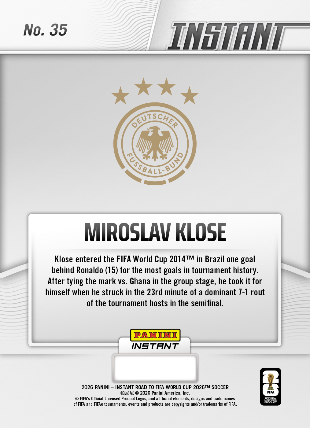 Miroslav Klose - 2026 Panini Instant Road to FIFA World Cup 2026™ #35 - Red /5 - Image 2