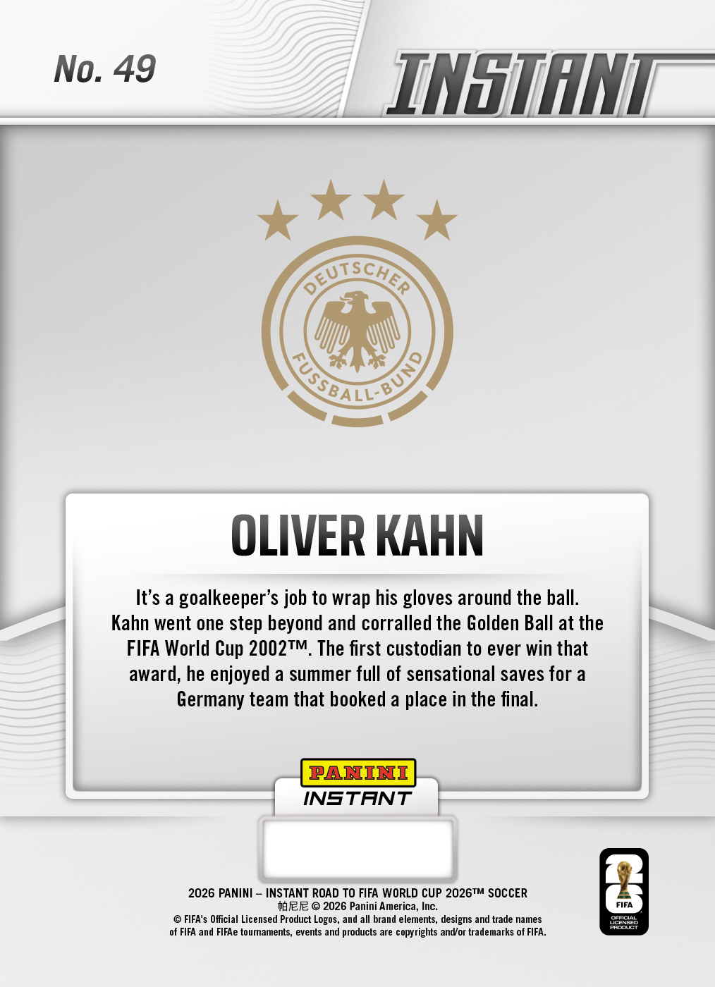 Oliver Kahn - 2026 Panini Instant Road to FIFA World Cup 2026™ #49 - Multi 1/1 - Image 2
