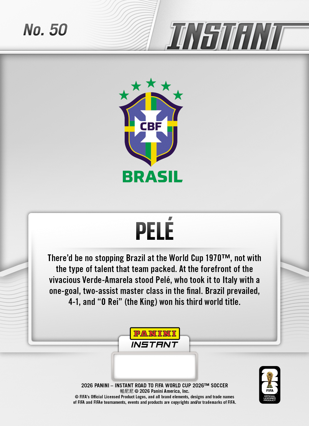 Pele - 2026 Panini Instant Road to FIFA World Cup 2026™ #50 - Base - Image 2